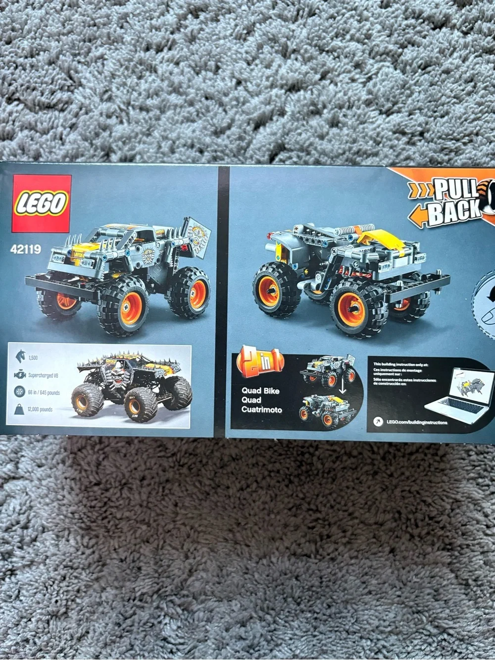 Lego Technic Monster Jam Max-D Truck in Gray with Orange Wheels